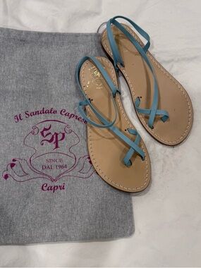 Il Sandalo Caprese Capri Light Blue Leather Sandals